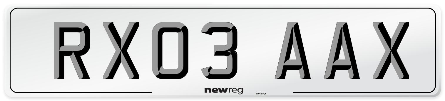 RX03 AAX Number Plate from New Reg